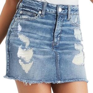Distressed Denim Mini Skirt